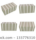 Economic illustration material - Stacks of banknotes, new banknotes, realistic 10,000 yen, 1 billion yen, stacked flat (2), cut four-piece set (1) 133776310