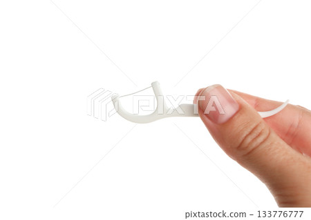 Using a special floss tool for dental hygiene, isolated, PNG Using a special floss tool for dental hygiene, isolated, PNG 133776777