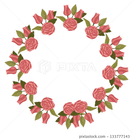 A wreath of light pink roses on a stem for your design.  133777143