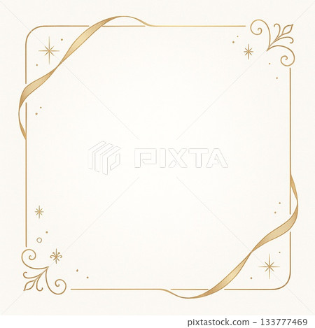 白色和金色優雅緞帶相框（方形） 133777469