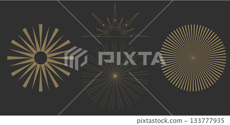 Sun line boho sunrise gold logo icon art moon sunburst build a radiant motif. It shines for beach and yoga visuals. A soft bohemian label. Sun line boho sunrise gold logo icon art moon sunburst build a radiant motif. It shines for beach and yoga visuals. A soft bohemian label. 133777935