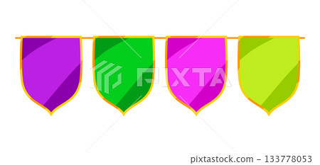 Mardi Gras flag garland. Carnival illustration for traditional holiday or festival. 133778053
