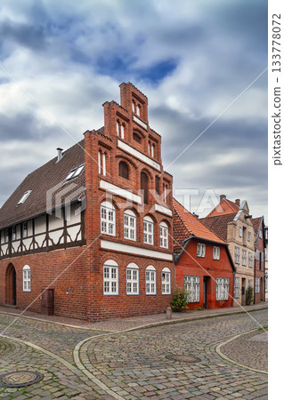 Street in Luneburg subsidence areas, Germany 133778072