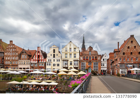 Ilmenau River embankment in Luneburg, Germany Ilmenau River embankment in Luneburg, Germany 133778090