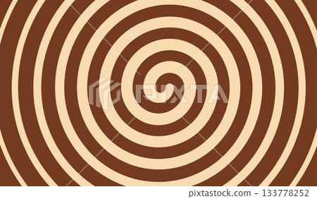Chocolate swirl background with spiral pattern and creamy texture. Brown abstract design perfect for sweet dessert projects and candy illustrations. 133778252