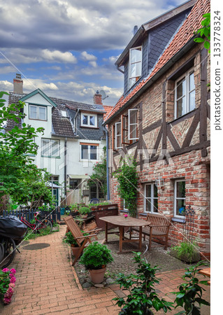 Medieval courtyard in Lubeck, Germany Medieval courtyard in Lubeck, Germany 133778324