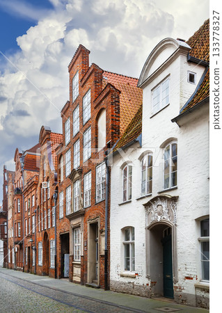 Street with historical houses in Lubeck, Germany Street with historical houses in Lubeck, Germany 133778327