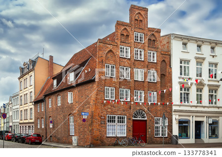 Street with historical houses in Lubeck, Germany Street with historical houses in Lubeck, Germany 133778341