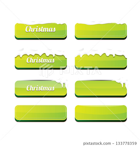 Christmas vector green glossy buttons set isolated on white background. Web green christmas sale buttons with snow, snow flakes, ice border. Winter button collection Christmas vector green glossy buttons set isolated on white background. Web green christmas sale buttons with snow, snow flakes, ice border. Winter button collection 133778359