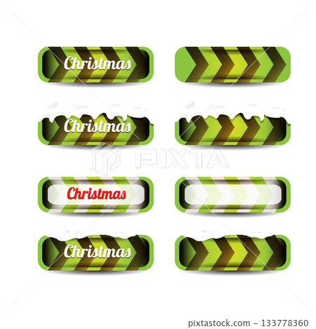 Christmas vector green glossy buttons set isolated on white background. Web green christmas sale buttons with snow, snow flakes, ice border. Winter button collection Christmas vector green glossy buttons set isolated on white background. Web green christmas sale buttons with snow, snow flakes, ice border. Winter button collection 133778360