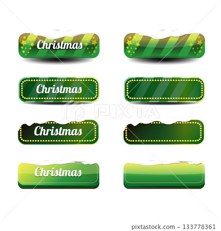 Christmas vector green glossy buttons set isolated on white background. Web green christmas sale buttons with snow, snow flakes, ice border. Winter button collection Christmas vector green glossy buttons set isolated on white background. Web green christmas sale buttons with snow, snow flakes, ice border. Winter button collection 133778361