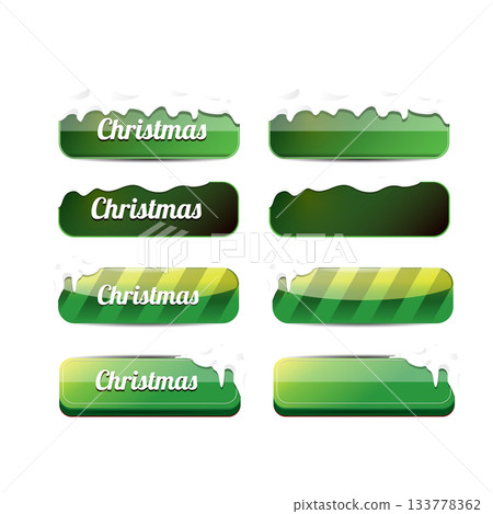 Christmas vector green glossy buttons set isolated on white background. Web green christmas sale buttons with snow, snow flakes, ice border. Winter button collection Christmas vector green glossy buttons set isolated on white background. Web green christmas sale buttons with snow, snow flakes, ice border. Winter button collection 133778362