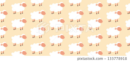 Seamless Cute Cartoon Sheep Pattern for Baby and Kids Backgrounds 133778918