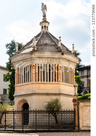 The Baptistery in Bergamo, Italy, showcasing its historical architecture. 133779066