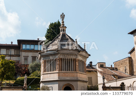 The Baptistery in Bergamo, Italy, showcasing its historical architecture. 133779070