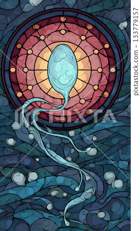 Artistic image of the meeting of reproductive cells that will generate a human life. 133779157