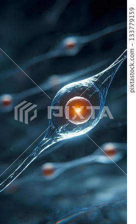 Artistic image of the meeting of reproductive cells that will generate a human life. Artistic image of the meeting of reproductive cells that will generate a human life. 133779159