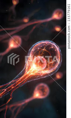 Artistic image of the meeting of reproductive cells that will generate a human life. Artistic image of the meeting of reproductive cells that will generate a human life. 133779161
