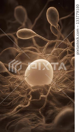 Artistic image of the meeting of reproductive cells that will generate a human life. Artistic image of the meeting of reproductive cells that will generate a human life. 133779180