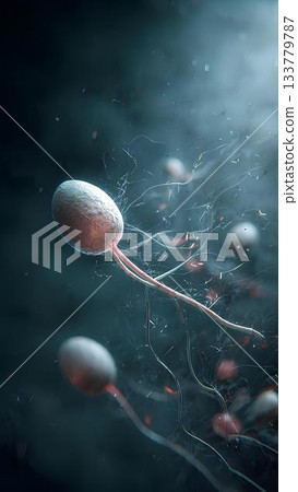 Artistic image of the meeting of reproductive cells that will generate a human life. Artistic image of the meeting of reproductive cells that will generate a human life. 133779787