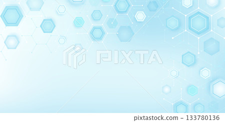 Health care abstract background with lines, dots and hexagons. Medical innovation banner template concept. illustration. 133780136