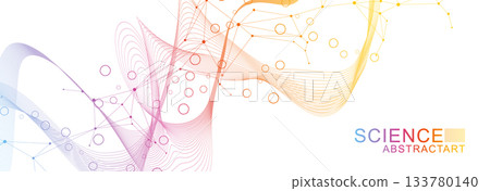Molecular structure and genetic engineering, atom, neural network, neurons, DNA molecule. Scientific research concept for healthcare, medical, technology, chemistry, science template presentation Molecular structure and genetic engineering, atom, neural network, neurons, DNA molecule. Scientific research concept for healthcare, medical, technology, chemistry, science template presentation 133780140
