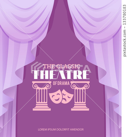 Theatre poster. luxury curtains for theatre. vector placard Theatre poster. luxury curtains for theatre. vector placard 133780183