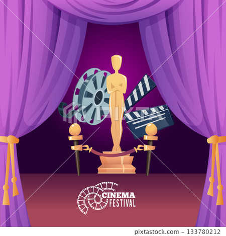 Cinema poster. curtains in luxury style for movie showtimes 133780212
