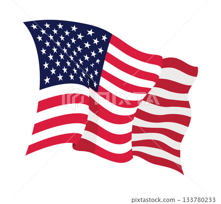 USA waving flag. American national symbol isolated on white background. Banner design element USA waving flag. American national symbol isolated on white background. Banner design element 133780233