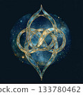 Magic symbol representing harmony and balance surrounded by a cosmic backdrop illustrating the vastness of the universe and interconnectedness of all things 133780462