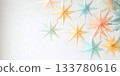 Decorative paper stars for festive Christmas celebrations in pastel colors with copy space banner background 133780616