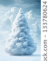 Cloudy Christmas tree in a serene sky creating a dreamy winter atmosphere 133780624