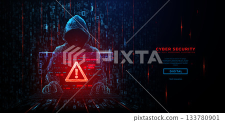 Low poly silhouette of anonymous fraudster on dark blue backdrop Low poly silhouette of anonymous fraudster on dark blue backdrop 133780901