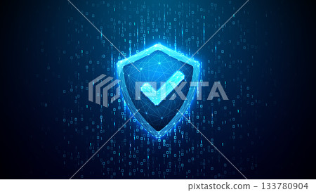 Cuber security background. Digital shield icon protecting cyber data 133780904