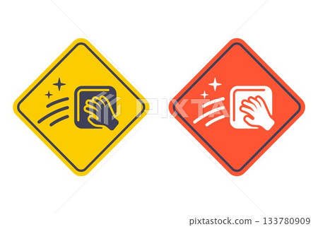 Wipe with a rag. Apartment cleaning icon. 133780909