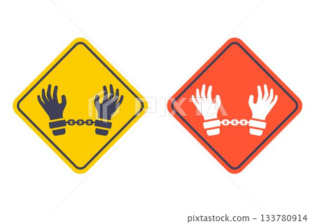 Handcuffed hand icon. Prison sentence. 133780914