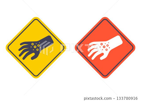 Red rash on hand icon. 133780916