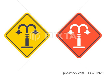 Black street lamp icon. 133780920