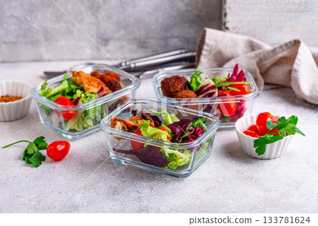 Meal prep concept. Healthy food in container. Meal prep concept. Healthy food in container. 133781624