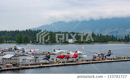 Vancouver, Canada - May 29, 2019: De Havilland Canada DHC-2 seaplane. Havilland Canada plane in seaplane terminal. Vancouver harbor airport. Seaplane tour. Plane waterfront station 133781727
