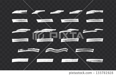 Set of white grunge paint brush strokes on transparent background. Set of white grunge paint brush strokes on transparent background. 133781928
