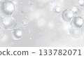 background with hanging glass balls, white and silver color scheme, simple style, high resolution creating an elegant atmosphere for christmas or new year events on a pastel background. 133782071