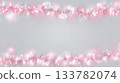 abstract pink garland of glowing lights on a grey background with copy space for text, a banner design, soft pastel colors. 133782074