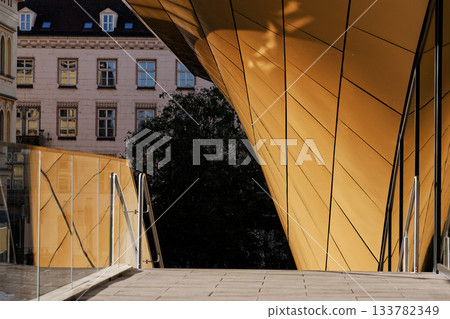 Masarycka MSD Masaryk Station Development office and retail building by Zaha Hadid Architects with golden facade on November 19, 2025 in Prague, Czech Republic. 133782349