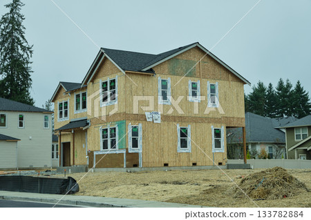 Milton WA USA, Nov 29, 2025 - A new building under construction in the community. Milton WA USA, Nov 29, 2025 - A new building under construction in the community. 133782884