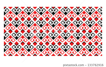 Pixelated Endless Red Black Heart Ornament Pixelated Endless Red Black Heart Ornament 133782916