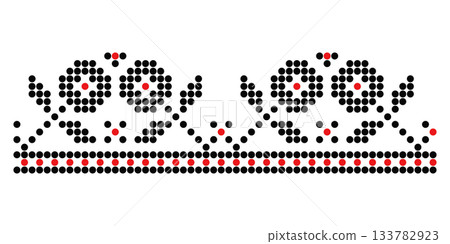 Dotted Black and Red Floral Repeat Ornament 133782923