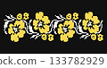 Yellow Floral Ornament on Black from Ukraine 133782929