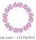 Round Pink Floral Repeated Pattern Frame 133782931