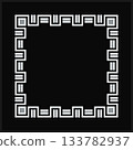 White Geometric Frame Ornament on Black 133782937